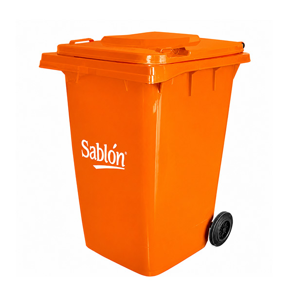 CONTENEDOR PLÁSTICO  PARA RESIDUOS OP, 2 RUEDAS, 360 L.