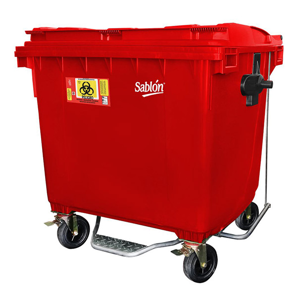 CONTENEDOR PLÁSTICO  PARA RESIDUOS OP, 2 RUEDAS, 360 L.