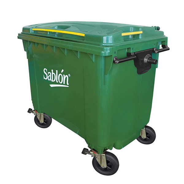 CONTENEDOR PLÁSTICO PARA RESIDUOS SABLÓN, 2 RUEDAS, 360 L.