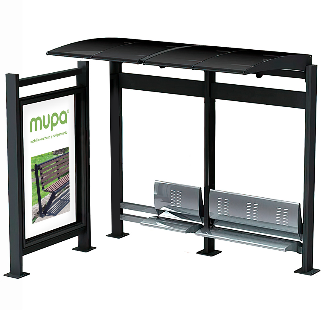 PARADERO URBANI 9 CON DOS BANCAS Y MUPI LUMINOSO