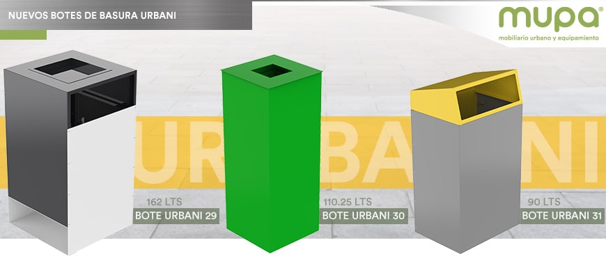 ¡Estrenamos nuevos diseños de Botes para Basura Urbani en nuestro Mobiliario Urbano!